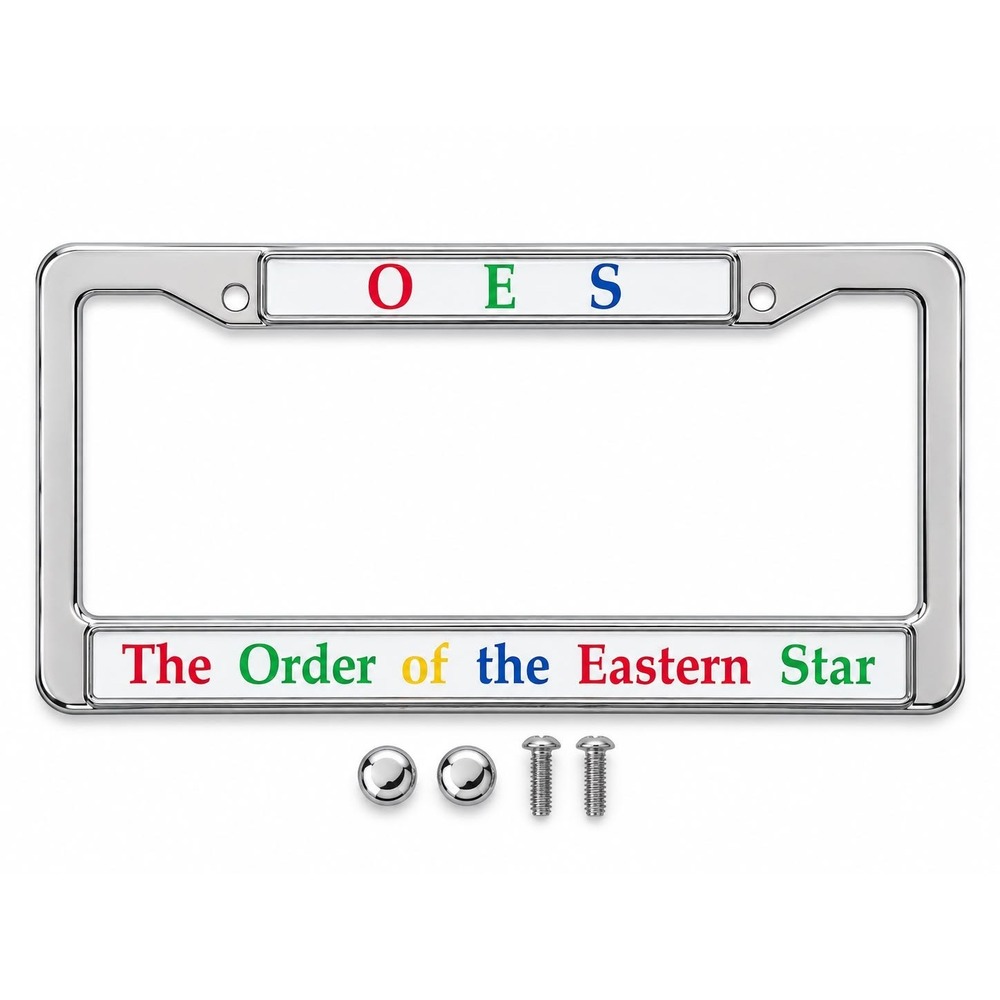 OES License Plate Frame Order Eastern Star Chrome Aluminum Car Plate Frame